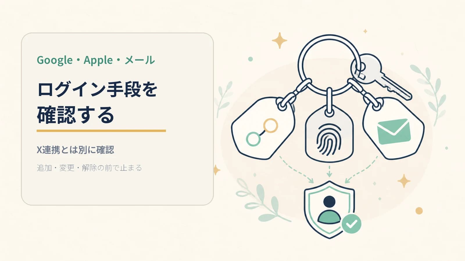Google・Apple・メールのログイン手段を確認する|SebaschaNSの使い方