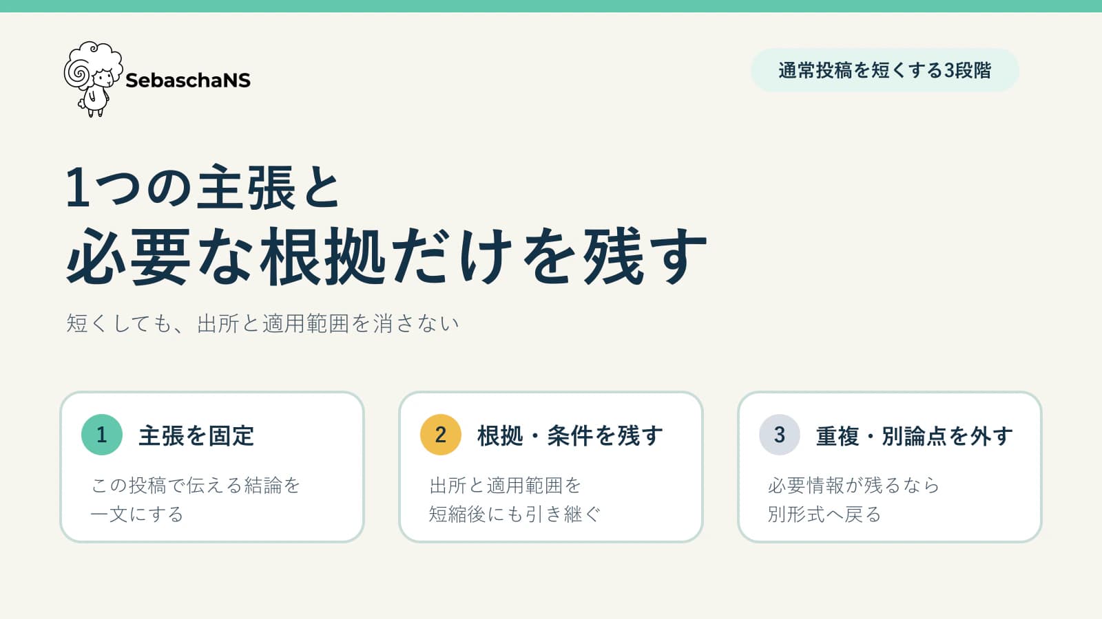 X投稿を短くまとめる方法|1つの主張と必要な根拠だけを残す
